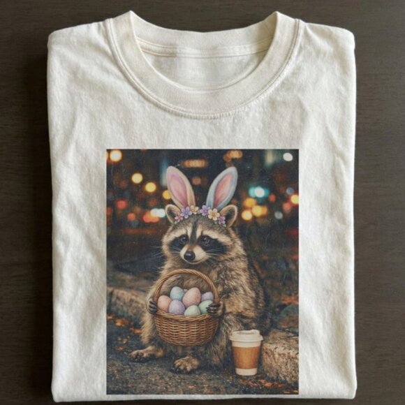 Tops - Funny Easter Raccoon Shirt, Bunny Trash Panda Tee
